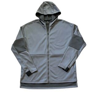 New Holloway Sof-Stretch Zip Hooded Jacket Gray Fleece Lined Water Resist Large